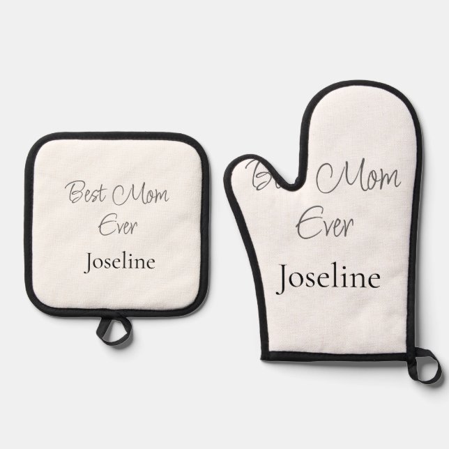 Best mom ever name simple minimal stylish mothers  ofenhandschuh & Topflappen-Set (Vorderseite)