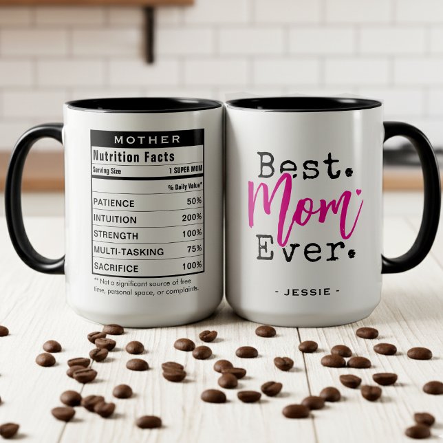 Best Mom Ever Nutrition Facts Mother's Day Tasse (Von Creator hochgeladen)