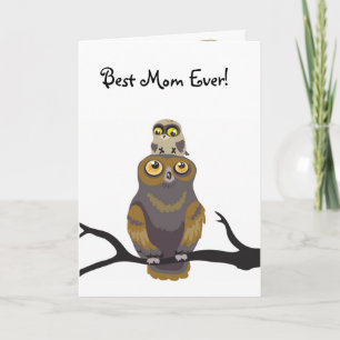 Best Mom Ever! Owl Mother's Day Card Karte