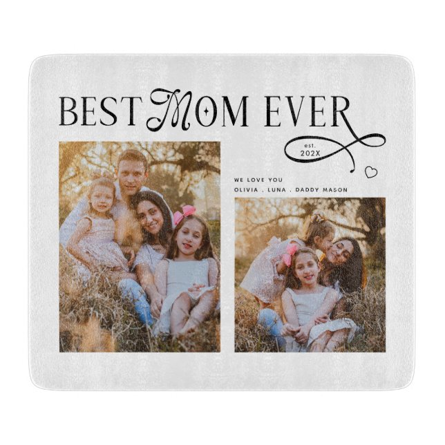 Best Mom Ever Photos Heart Mothers Day Gifts Schneidebrett (Vorderseite)