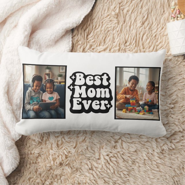 Best Mom Ever Retro Groovy 2 Photo Keepsake Lendenkissen (Decke)