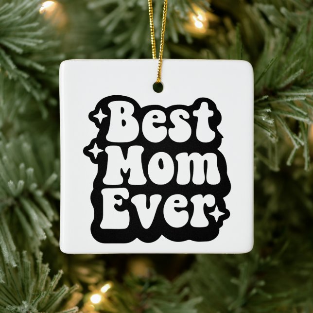 Best Mom Ever Retro Photo Christmas Keepsake  Keramikornament (Baum)