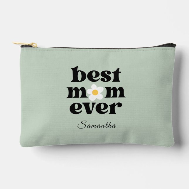 Best Mom Ever Sage Green Personalized  Zubehörtasche (Vorderseite)
