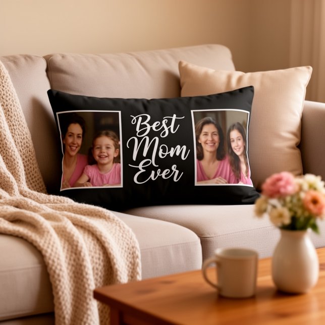 Best Mom Ever Then & Now Custom 2 Photo Keepsake  Lendenkissen (Von Creator hochgeladen)