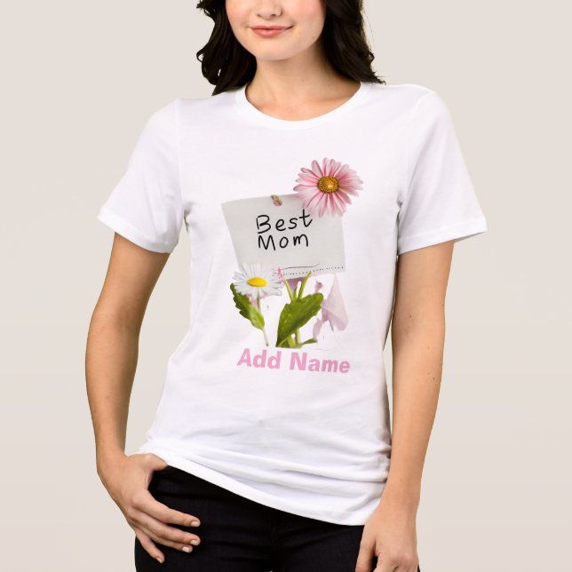 Best Mom Floral Pink Daisy Mother's Day Gift  Tri-Blend Shirt (Vorderseite)