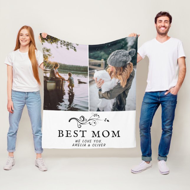 Best Mom Foliage 2 Custom Photos Mother Fleecedecke (Beispiel)