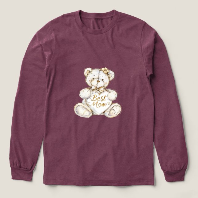 Best Mom Mother's Day Teddy Bear Tri-Blend Shirt (Design Vorderseite)