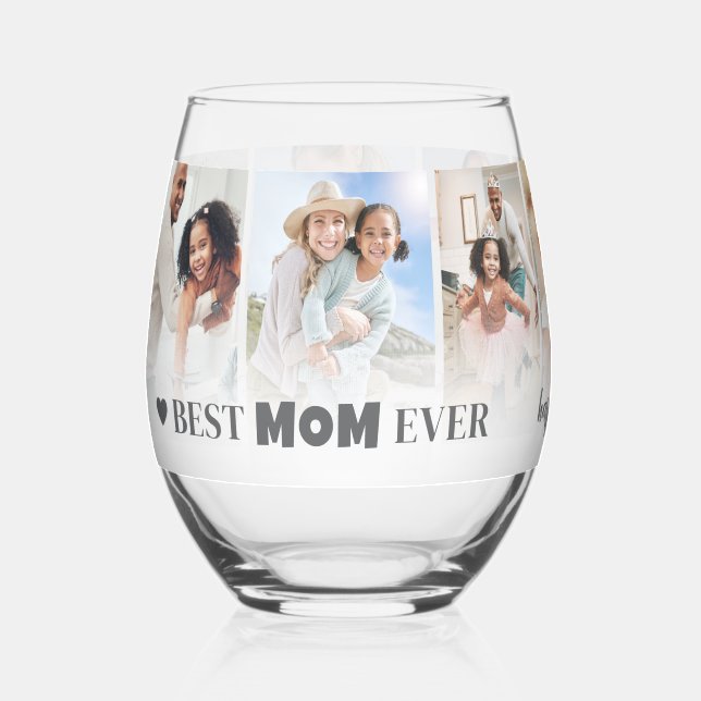 Best Mom Photo Collage Mothers Day Weinglas Ohne Stiel (Vorderseite)