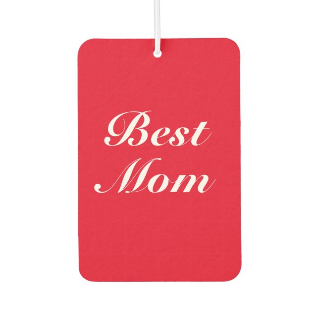 Best Mom red classic script niedlich Heart Autolufterfrischer (Vorderseite)