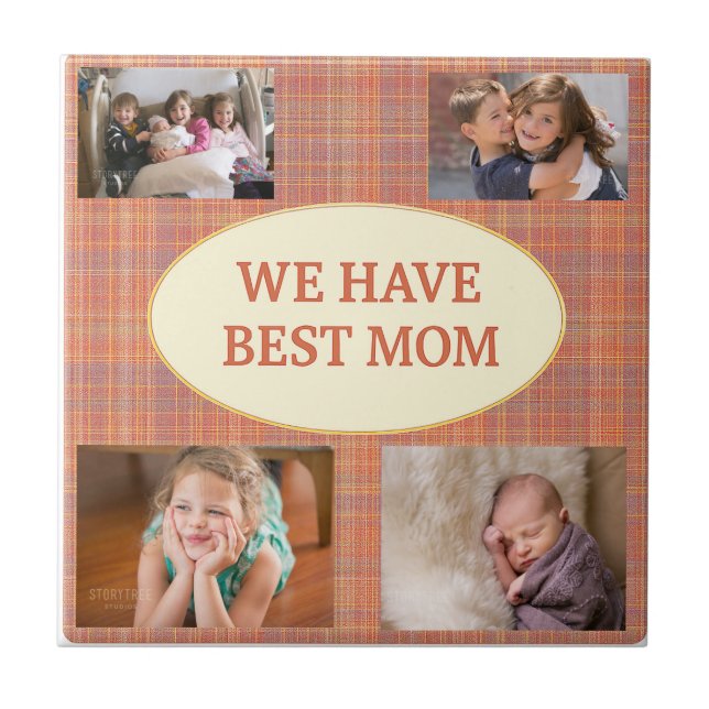 Best Mom Tartan Keepsake Fliese (Vorderseite)