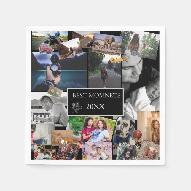 Best Moments  New Year Photo Collage  Serviette (Vorderseite)