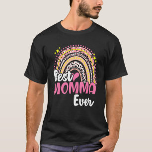 Best Momma Ever Funny Pink Leopard Regenbogenmütte T-Shirt