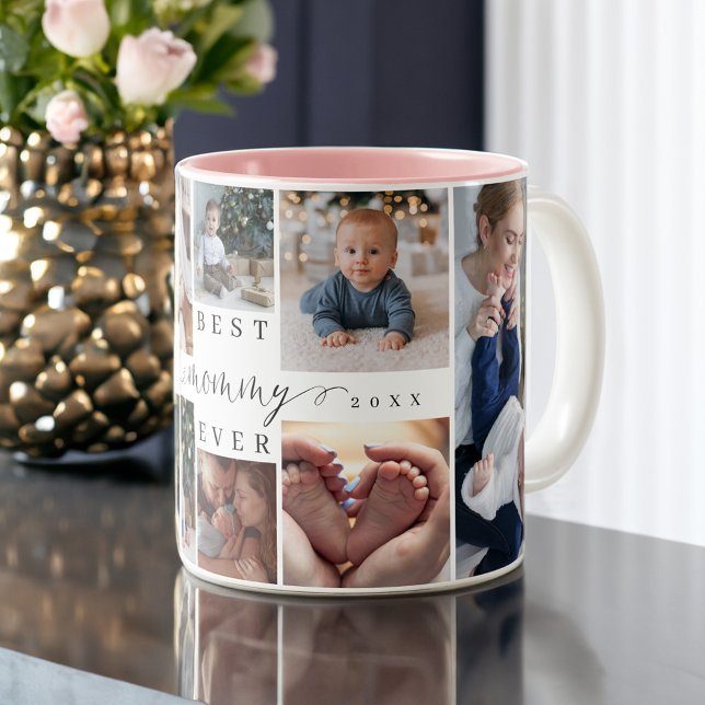 Best Mommy Ever | Mother's Day 8 Photo Collage Zweifarbige Tasse (Best Mommy Ever | Mother's Day 8 Photo Collage Two-Tone Coffee Mug)