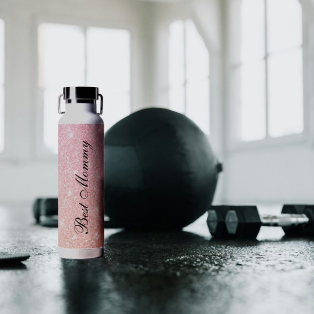 Best Mommy minimalistisch rosa glitzert Trinkflasche (Von Creator hochgeladen)