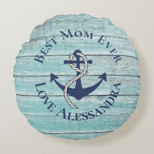 Best Mother 3 Foto Blue Watercolor Sea Turtle Rundes Kissen