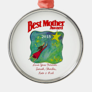 Best Mother Award Ornaments Silbernes Ornament