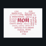 Best Mother Qualitäten und Mama Eigenschaften Invi Postkarte<br><div class="desc">Schönes Design mit einer Auflistung in Herzform von Eigenschaften und Qualitäten einer guten Mutter. Perfekt für Muttertag,  Geburtstag der Mutter und für den täglichen Gebrauch.</div>