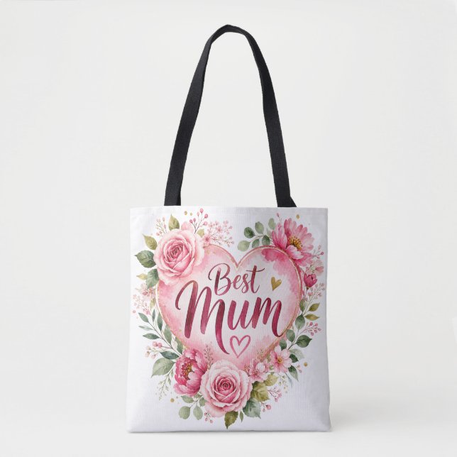 Best Mum Aquarell Blumenherz Design (Vorderseite)