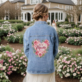 Best Mum Aquarell Blumenherz Design Jeansjacke