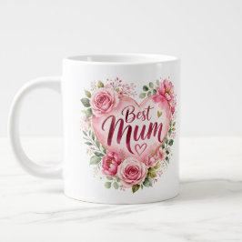 Best Mum Aquarell Blumenherz Design Jumbo-Tasse