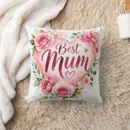 Best Mum Aquarell Blumenherz Design Kissen