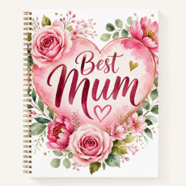 Best Mum Aquarell Blumenherz Design Notizbuch