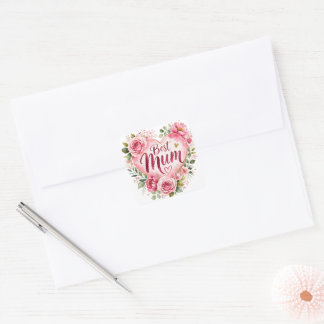 Best Mum Aquarell Blumenherz Design Quadratischer Aufkleber