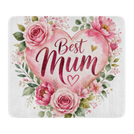 Best Mum Aquarell Blumenherz Design Schneidebrett