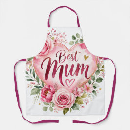 Best Mum Aquarell Blumenherz Design Schürze