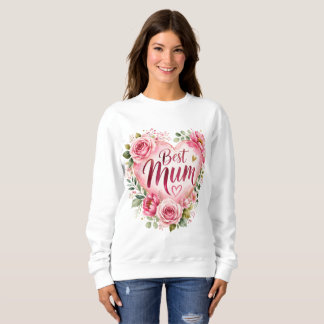 Best Mum Aquarell Blumenherz Design Sweatshirt