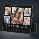 Best Mum Ever Children 5-Foto Collage Custom Fotoplatte<br><div class="desc">Einfaches und sauberes Design lasse Ihren Fotos auf dieser Best Mum Ever-Plakette ein Glanz. Ein großes Foto in der Mitte mit zwei kleineren Fotos auf beiden Seiten lasse Ihnen, Ihre eigenen Fotos leicht einzufügen. Best Mum Ever ist unten in einem modernen Schriftart geschrieben. Zwei Zeilen unten lasse Ihnen, Ihre Anpassung...</div>