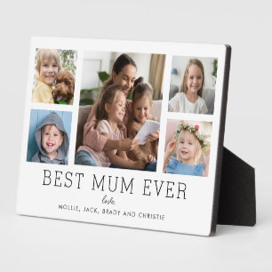 Best Mum Ever Children 5-Foto Collage Custom Fotoplatte