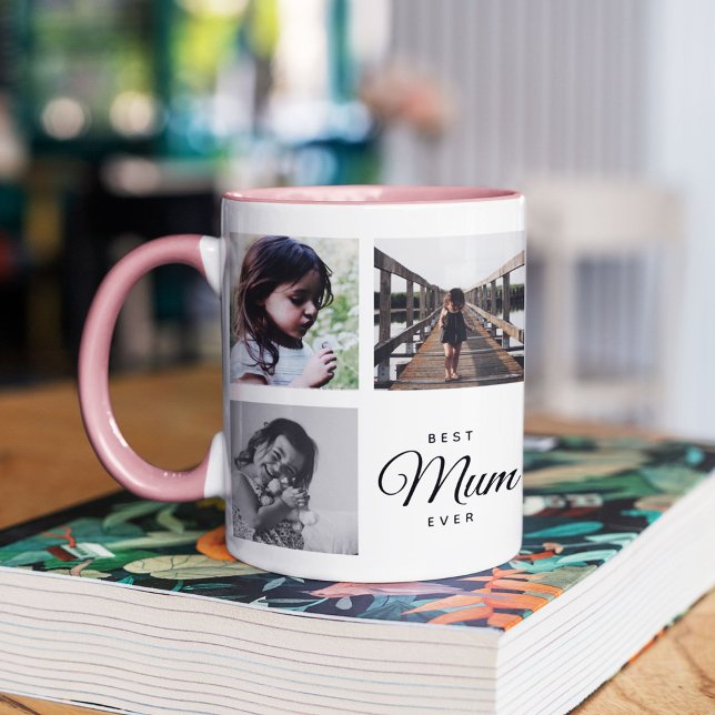 Best Mum Ever Cute Trendy Instagram Photo Collage Zweifarbige Tasse (For the Best Mum Ever for Mother's Day!)