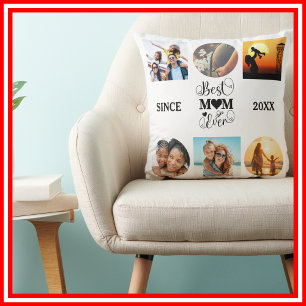 Best Mum Ever Foto Collage Elegantes Script Herz Kissen