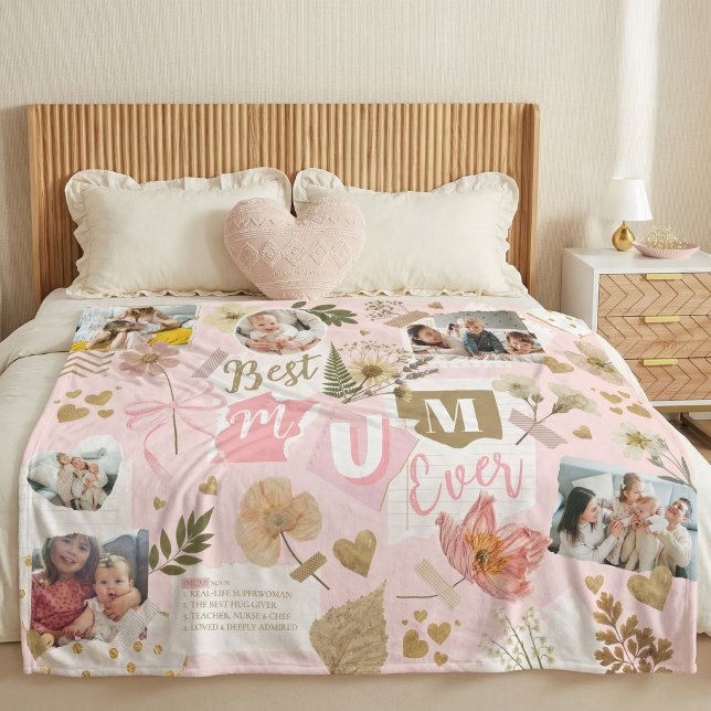 Best Mum Ever Mother's Day Scrapbook Photo Collage Fleecedecke (Best Mum Ever Mother's Day )