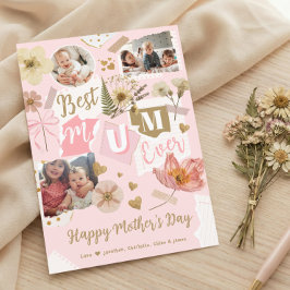 Best Mum Ever Mother's Day Scrapbook Photo Collage Karte