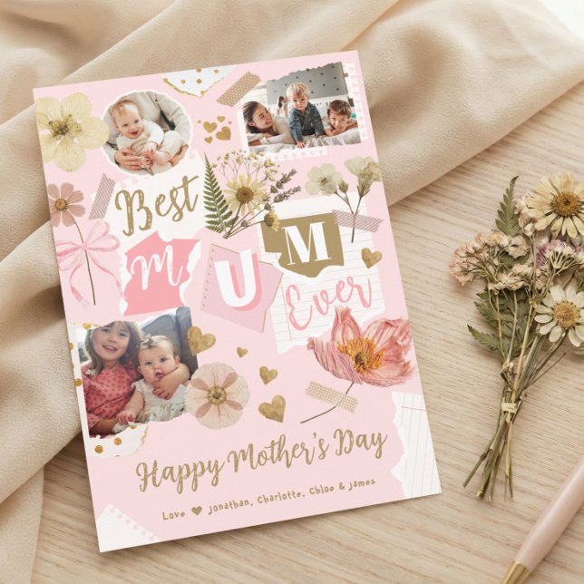 Best Mum Ever Mother's Day Scrapbook Photo Collage Karte (Best Mum Ever Mother's Day Scrapbook Photo Collage Card)