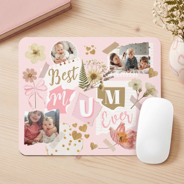 Best Mum Ever Mother's Day Scrapbook Photo Collage Mousepad (Best Mum Ever Mother's Day Scrapbook Photo Collage Mouse Pad)