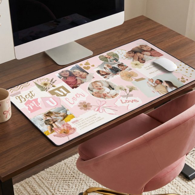 Best Mum Ever Personalized Scrapbook Photo Collage Schreibtischunterlage (Best Mum Ever Personalized Scrapbook Photo Collage Desk Mat)