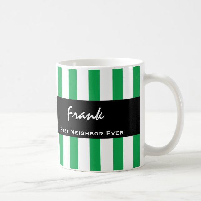 Best NACHBOR Ever GREEN Stripes Individuelle Name  Tasse (Rechts)