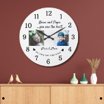 Best Nana and Papa Grandkids Foto Collage weiß Große Wanduhr<br><div class="desc">Einzigartige Grandeltern gift for Christmas- Personalized foto clock with grandchildren foto,  name and message.</div>