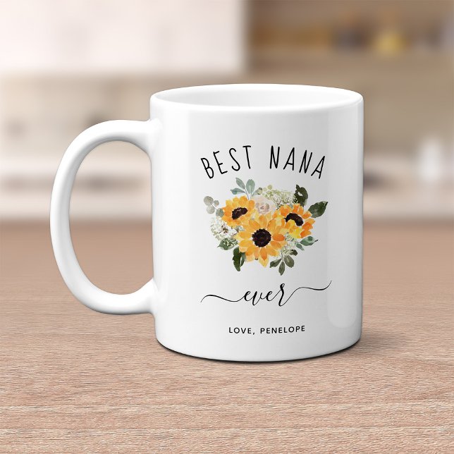 Best Nana Ever | Hübsche rustikale Sonnenblumen Kaffeetasse (Von Creator hochgeladen)