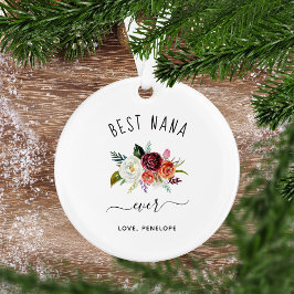 Best Nana Ever | Trendy Burgundy Boho Floral Foto Ornament