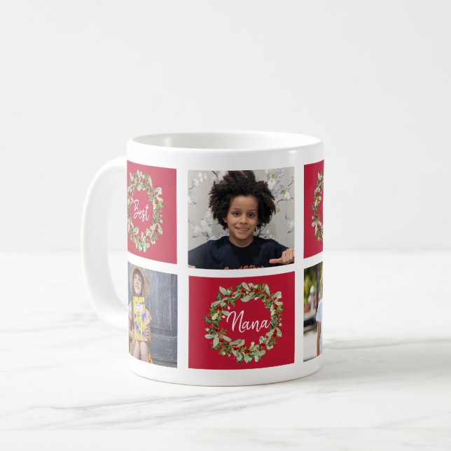 Best Nana Foto Collage Weihnachtskaffee Tasse (Vorderseite Links)
