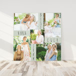 Best Nana je 5 Foto Collage Green Square Leinwanddruck<br><div class="desc">Maßgeschneiderte Leinwand aus Foto für die beste Nana je in weichem Grün grau (editierbar). Das Design wird in der mageren Typografie des Schriftartes mit "bester Nana aller Zeiten [Jahr]" geschrieben und Sie können das Jahr anpassen und zum Beispiel auch Nana an Oma, Mimi oder Grammie bearbeiten. Die Fotovorlage erstellt automatisch...</div>