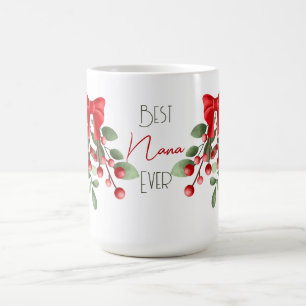 Best Nana je Mistletoe und Red Bows Kaffeetasse