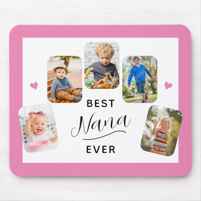 Best Nana jemals Calligraphy 5 Foto Pink Mousepad (Vorne)
