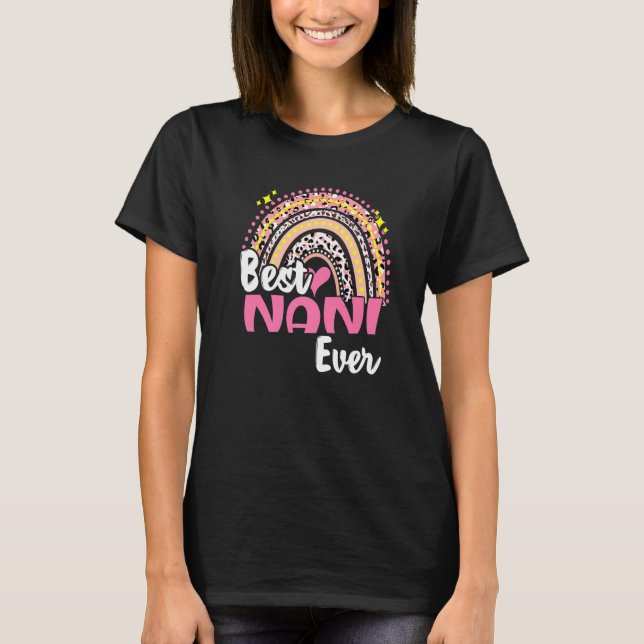 Best Nani Ever Funny Pink Leopard Regenbogenmütter T-Shirt (Vorderseite)