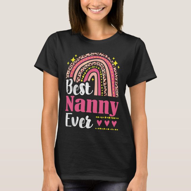Best Nanny Ever Rainbow Leopard Mütter Day Mama Gr T-Shirt (Vorderseite)