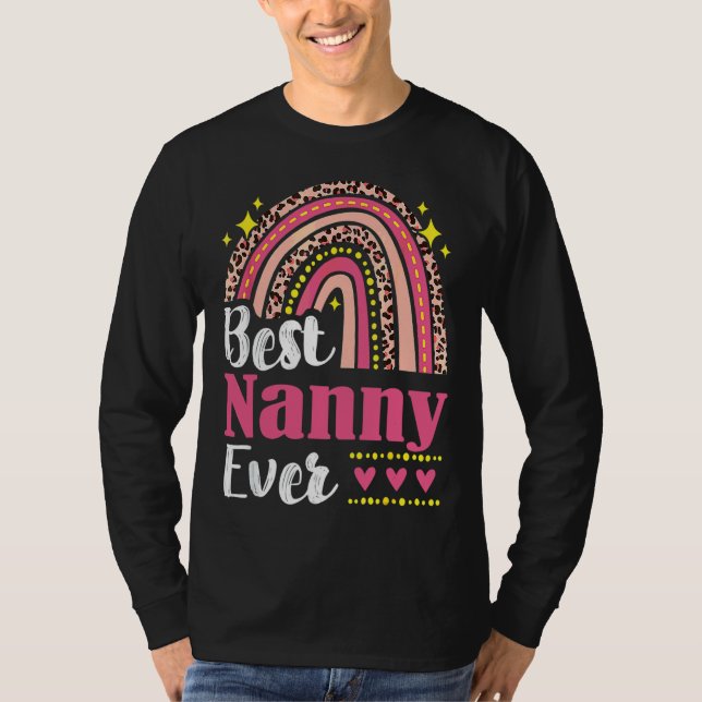 Best Nanny Ever Rainbow Leopard Mütter Day Mama Gr T-Shirt (Vorderseite)
